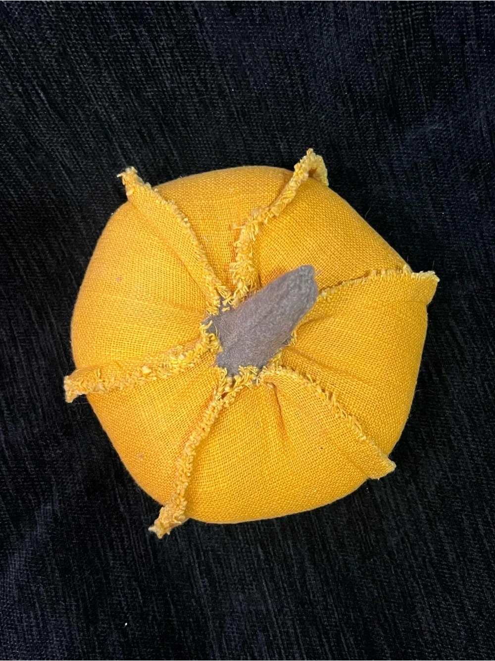 Handcrafted Yellow Fabric Pumpkin Accent - Rustic Fall Decor